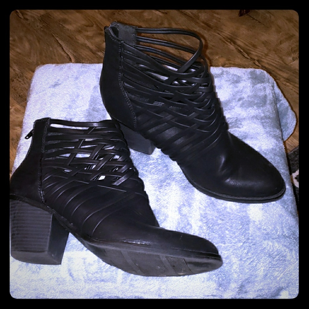 Black strappy booties